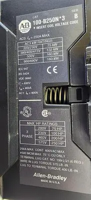 USED ALLEN-BRADLEY CAT 100-B250N*3
