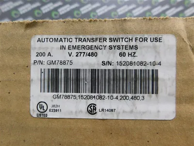 Kohler GM78875 Transfer Switch 200A 277V/480V 60Hz 3Ph