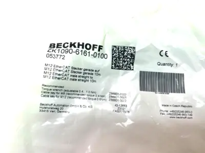 NEW BECKHOFF DOUBLE ENDED ETHERCAT POWER CABLE M12 4-PIN 10M