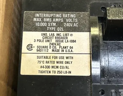 Used SQUARE D Q2L3100 Miscellaneous Equipment (Electrical & Power) | Surplus Asset Holdings #1192904