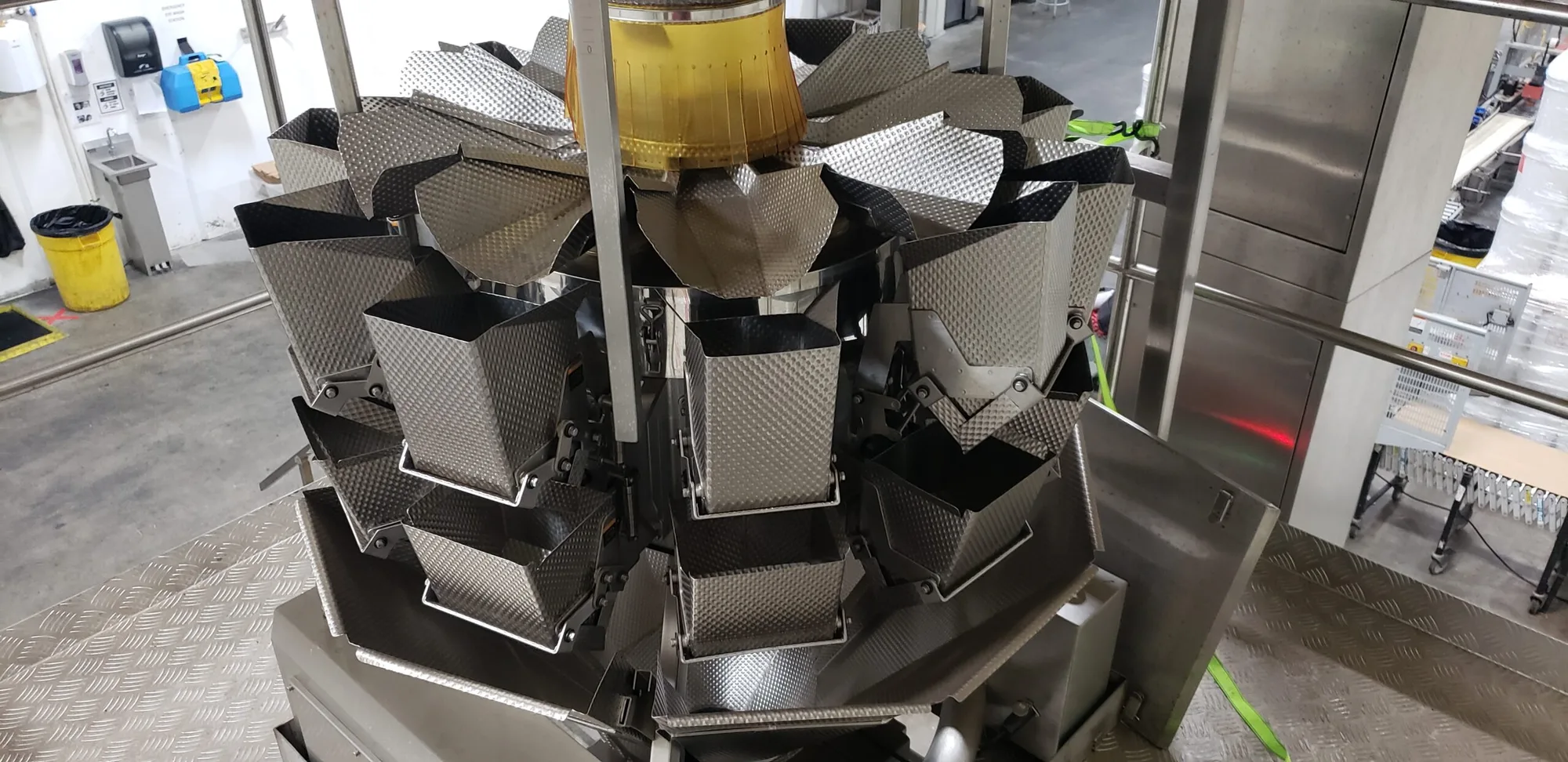 USED 2014 BPI EQUIPMENT INC 10-HEAD DIMPLE MULTIHEAD COMBINATION SCALE, COMPLETE (SEE BELOW)