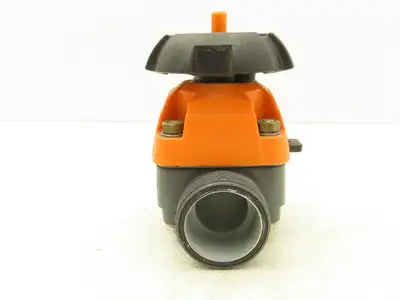 Georg Fischer 314  1-1/2" Manual Diaphragm Valve PVC/PTFE *Missing socket ends*