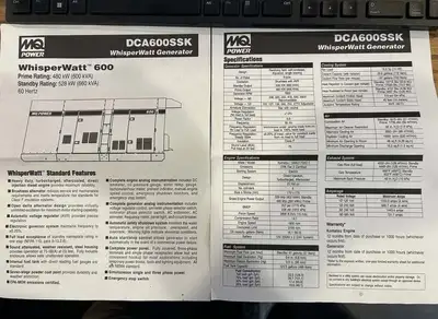 2006 MQ POWER CORPORATION DCA-600SSK WhisperWatt Generators | MD Equipment Services LLC (21)