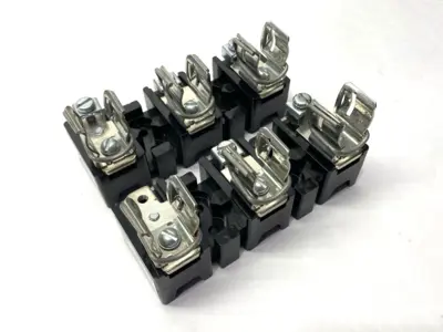 USED ALLEN-BRADLEY FUSE BLOCK HOLDER 3-POLE 600V 30A MISSING SCREW LOT OF 2