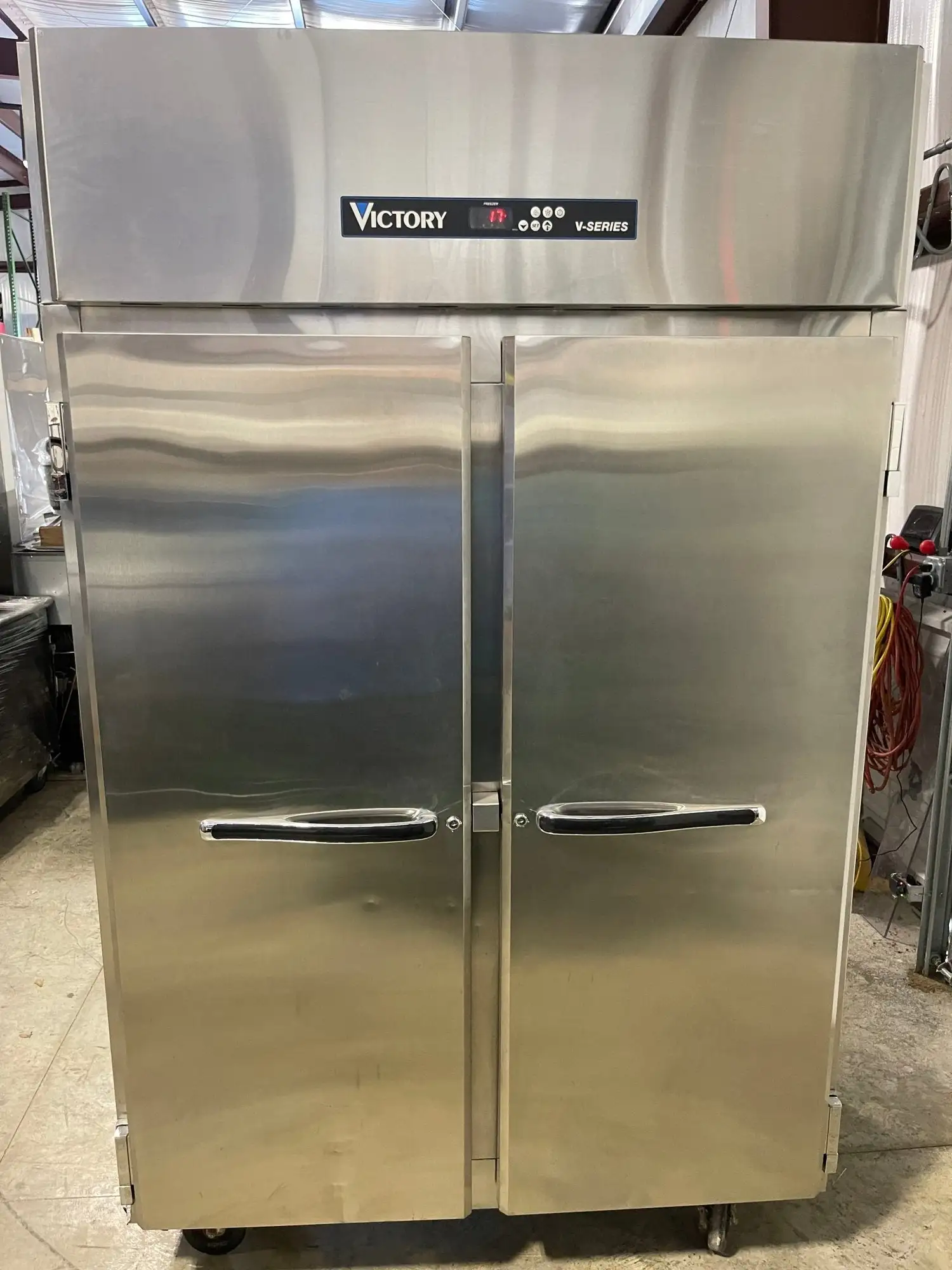 Used Victory Used Victory VF-SA-2D 52" Top Mounted Double Solid Door Reach-In Freezer 115V Freezers Illinois US | Falcon Restaurant Supply #1376127