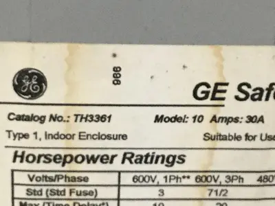 USED GENERAL ELECTRIC / GE TH3361
