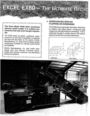 Used EXCEL EX-60 Baling Presses Pennsylvania US | Global Equipment International, LLC #186355