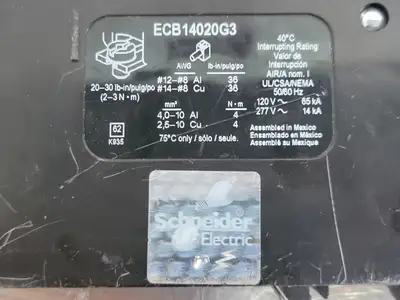 Used SCHNEIDER ELECTRIC ECB14020G3 Switchgears British Columbia CA | Lenmark #241420
