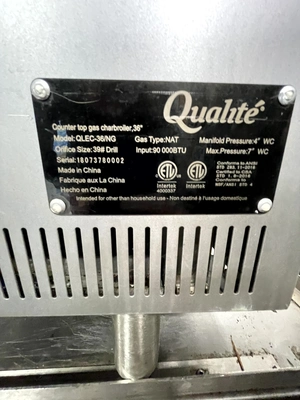 72-0389 Qualite 36" Countertop Natural Gas Charbroiler