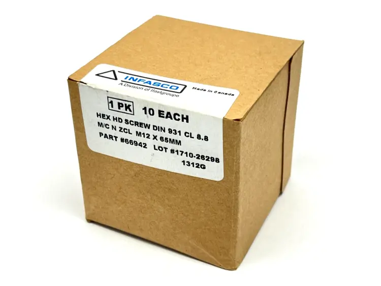 New | in-Stock INFASCO HEX HD SCREW DIN 931 CL 8.8 M/C N ZCL M12X65MM Nuts & Screws | Maverick Industrial Sales #1108379