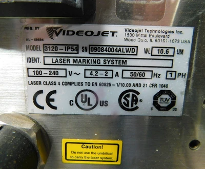 USED VIDEO JET LASER CODER 3120-IP54