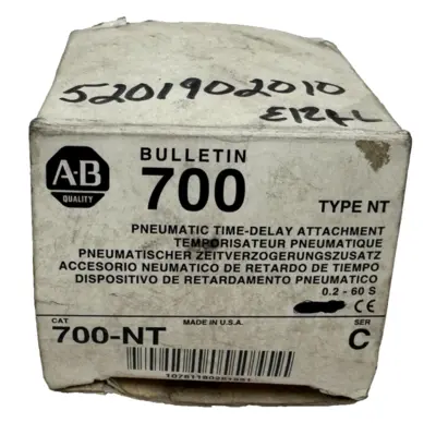 ALLEN BRADLEY 700-NT PNEUMATIC TIMING UNIT 0.2-60S SER. C 700NT UNUSED SURPLUS