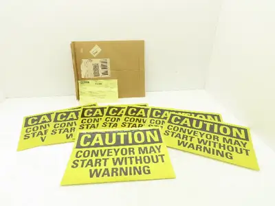 Caution Conveyor May Start Without Warning Adhesive Sign 10" x 14" Lot of 8