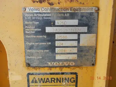 Used 2004 VOLVO A25D Articulated Dump Trucks New York US | Beck Equipment #1509285