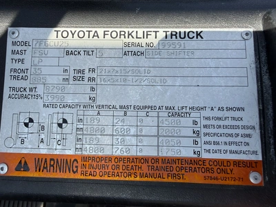 Used TOYOTA 7FGCU25 Misc Forklifts West Virginia US | Miedema Asset Management Group #1421879