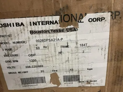 New | in-Stock TOSHIBA 0026DPSA21A-P Industrial Controls | Surplus Asset Holdings #1222066