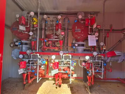 Containerized Foam Fire Suppression System w/ Deluge Valve, Potter Controls & Piping Manifold