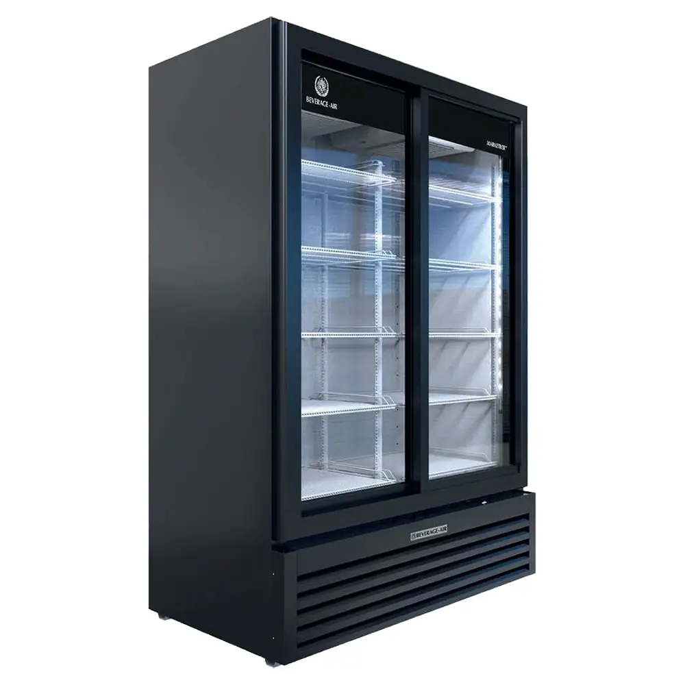Beverage-Air MT53-1-SDB 54 1/4" Marketeer® Two Section Glass Door Merchandiser - (2) Sliding Doors, Black, 115v