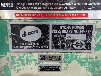 Used Di-Acro 14-72 Press Brakes British Columbia CA | Coast Machinery Group #1291755