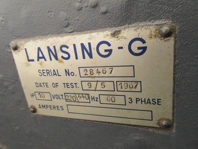 Lansing, engine lathe, 10 HP, 1967