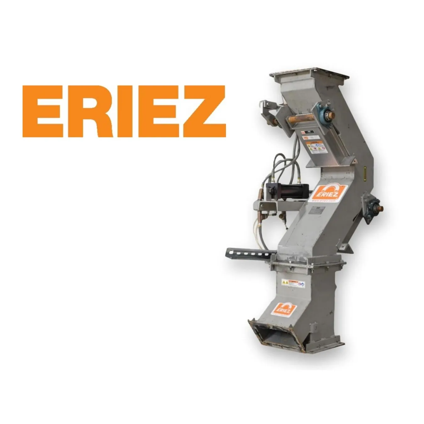 Used Eriez 8"X8" Self-Cleaning Maxi Plate Hump Magnet w/ Discharge Diverter