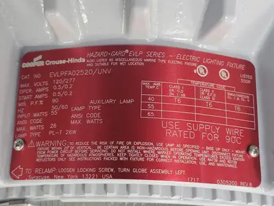 NEW CROUSE-HINDS EVLPFA02520/UNV