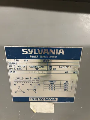 Sylvania 342-LP3-3A Power Transformer 34KVA 460V 460Y/266V 3PH 60hz
