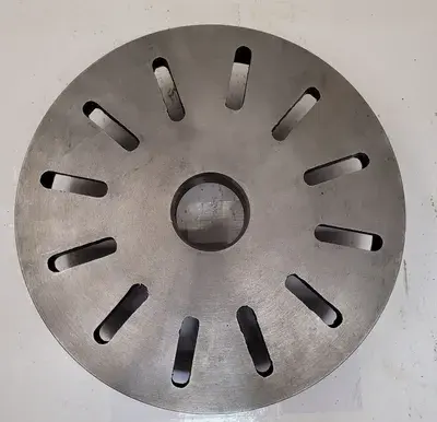 D1-6 LATHE FACE PLATE, 14.5IN OVERALL DIAMETER, D1-6 MOUNT, 2-3/4IN THROUGH HOLE