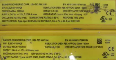 NEW BANNER SLSE30-1050Q8 LIGHT CURTAIN SET SLSCR30-1050Q8 RECEIVER 41-1/4"