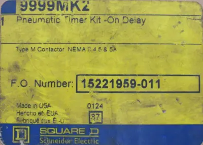 NEW SQUARE D 9999-MK-2 PNEUMATIC TIMER 9007-BO-2 9999MK2