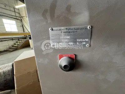 USED ALLEGHENY 18-250C PAPER SHREDDER WITH INFEED CONVEYOR