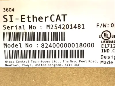 USED NIDEC CONTROL TECHNIQUES SI-ETHERCAT ETHERCAT DRIVE MODULE