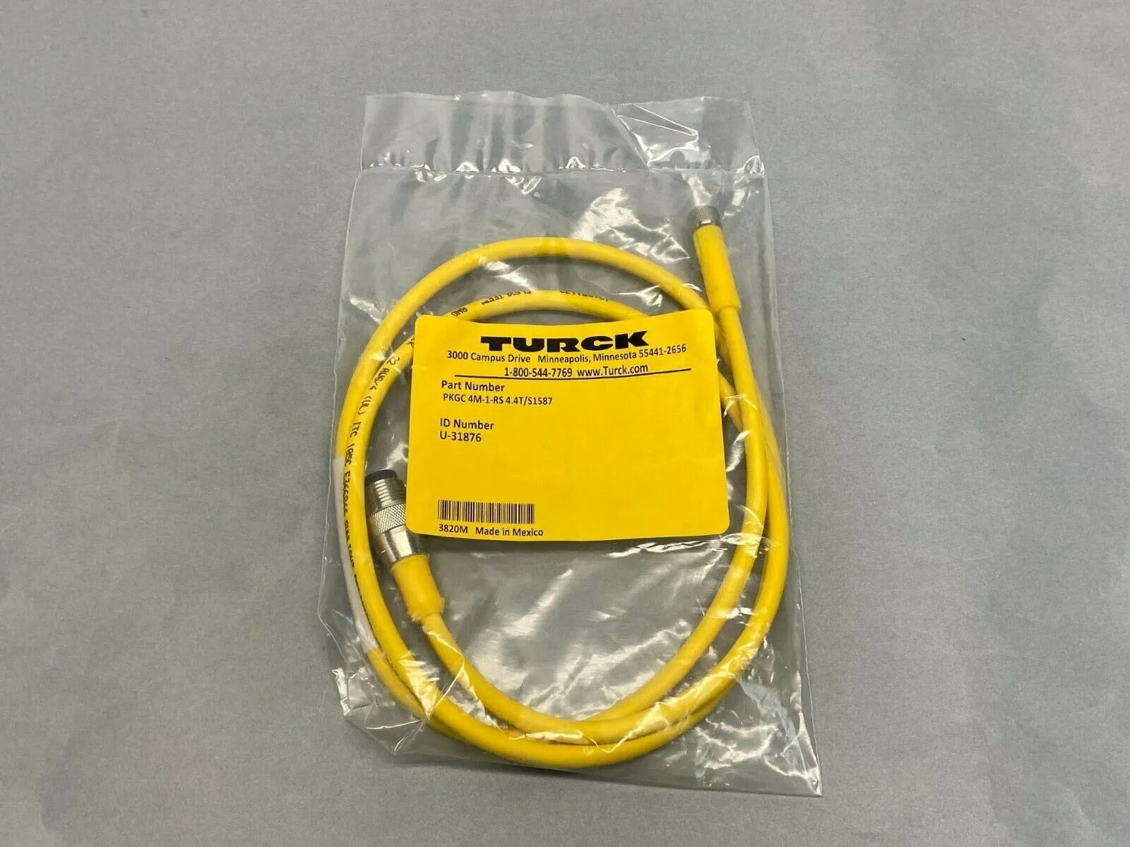 PKGC 4M-1-RS 4.4T/S1587 | Turck  Double-Ended Cordset U-31876 - New