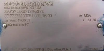 NEW SEW EURODRIVE SAF37 DRS71S4/EI72 GEARMOTOR 51.30 277V/480V SAF37DRS71S4EI72