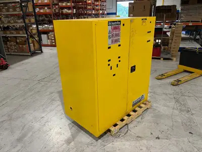 USED JUSTRITE 59"LX34"DX65"H, 110G, 416L CAPACITY FLAMMABLE STORAGE CABINET