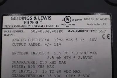Giddings & Lewis 502-03840-04R0 Pic900 Servo Encoder 4Ao 3Ei Module NEW IN BOX