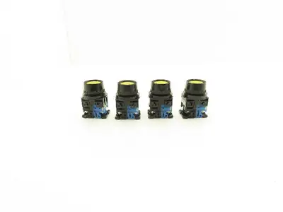 Fuji Electric Yellow Illuminated Push Button 30mm 600V 10A 30v Bulb Lot of 4