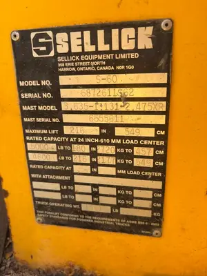 Used SELLICK S-60 Internal Combustion Forklifts: Pneumatic Tire Texas US | 4K Lift Co #1503967