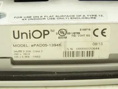 SMS Elotherm ePAD05-13946 UniOp HMI Push Button Control Panel 24VDC With Clips