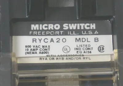 NEW MICRO SWITCH RYCA20-A RELAY MODULE MODEL-B, 7618, RYCA20