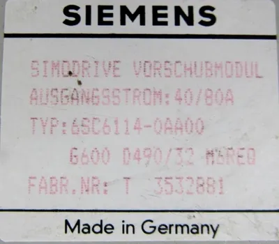 REFURBISHED SIEMENS 6SC6114-0AA00 SIMODRIVE 40/80A 6SC61140AA00