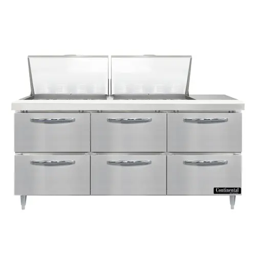 Continental D72N24M-D 72" Designer Line Sandwich/salad Prep Table W/ Refrigerated Base, 115v