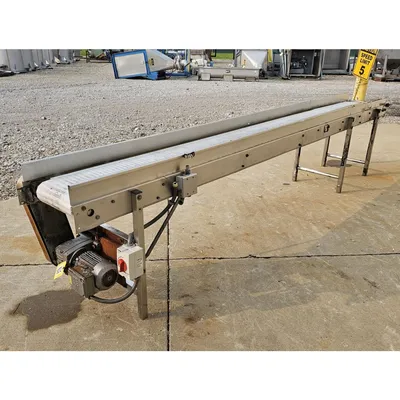 Used 12" W x 13' L Stainless Steel Plastic Link Belt Conveyor