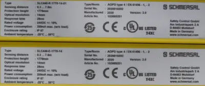 NEW SCHMERSAL SLC440-ER-1770-14-01 SAFETY LIGHT CURTAIN SET 103009251