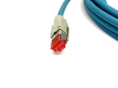 USED BOSCH REXROTH ETHERNET DATA TRANSFER CABLE M12 TO RJ45 5M LENGTH