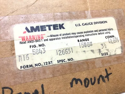 AMETEK PRESSURE GAUGE 5843 1500 PSI