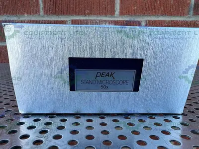 USED BETA PRECISION INDUSTRIES PEAK STAND MICROSCOPE 50X W/ ELECTRONIC RULER 60"