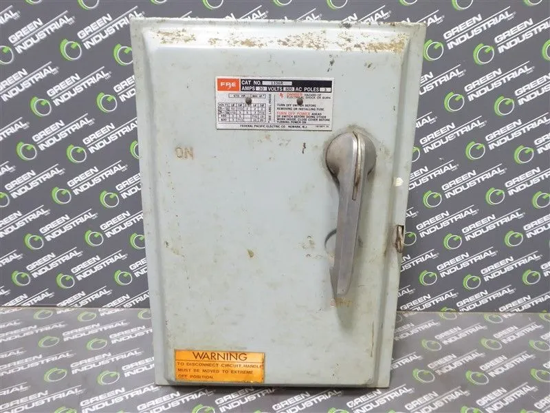 Federal Pacific 1336R Fusible Safety Switch 30 Amps 600VAC Used