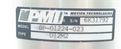 USED PMI MOTION TECHNOLOGIES 0P-01224-023 U12M2 SERVO DISC DC MOTOR 0P01224023