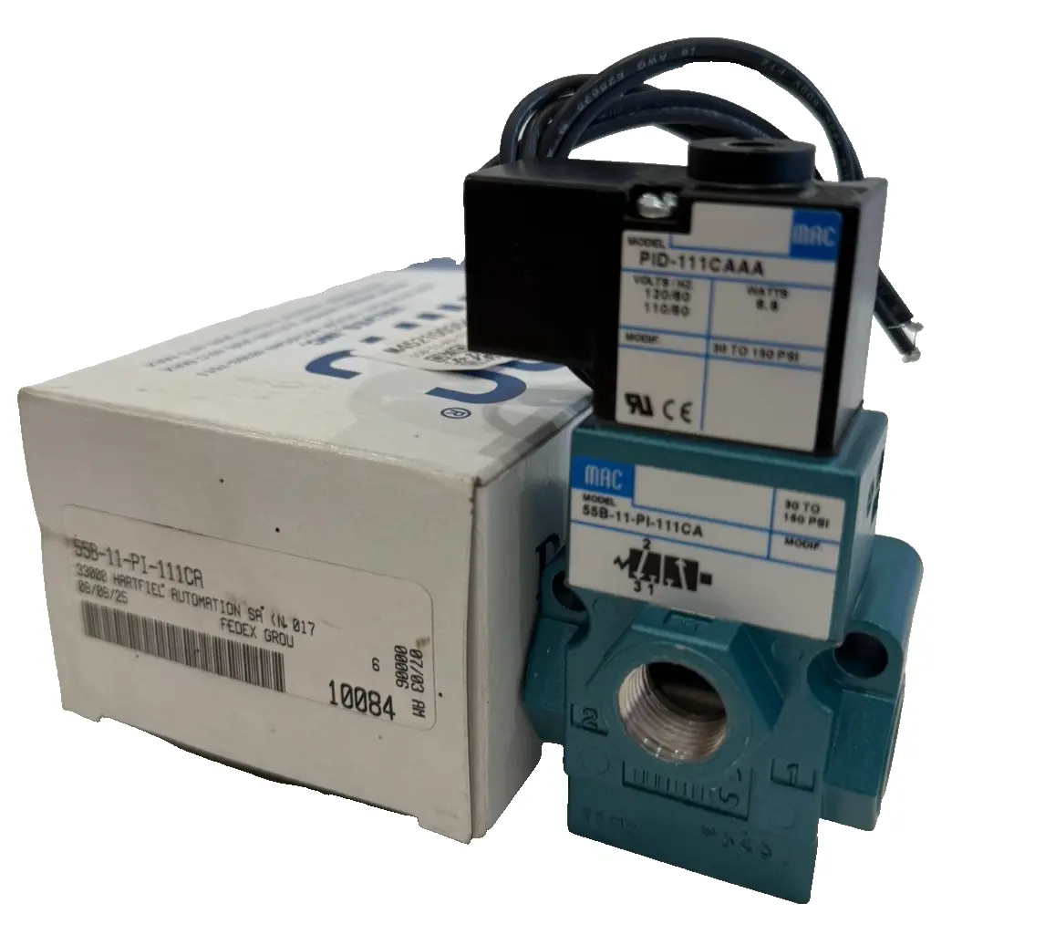 NEW MAC VALVES 55B-11-PI-111CA SOLENOID VALVE 110/120VAC 55B11PI111CA